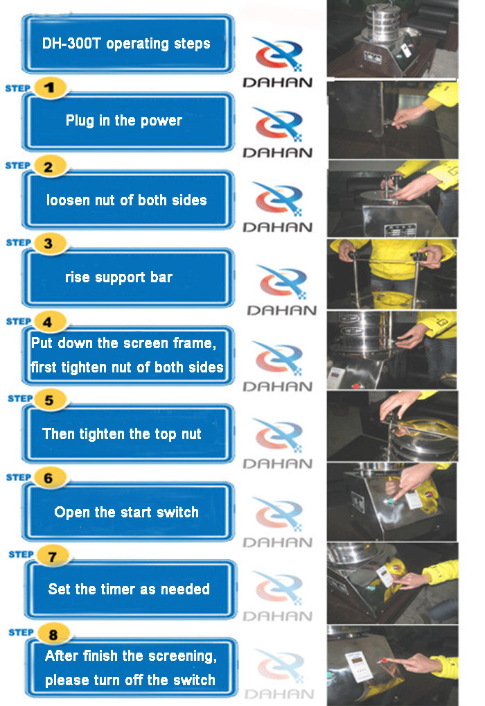 the test sieve shaker steps of using